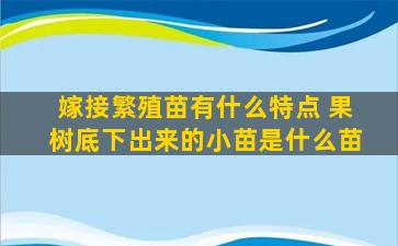 嫁接繁殖苗有什么特点 果树底下出来的小苗是什么苗